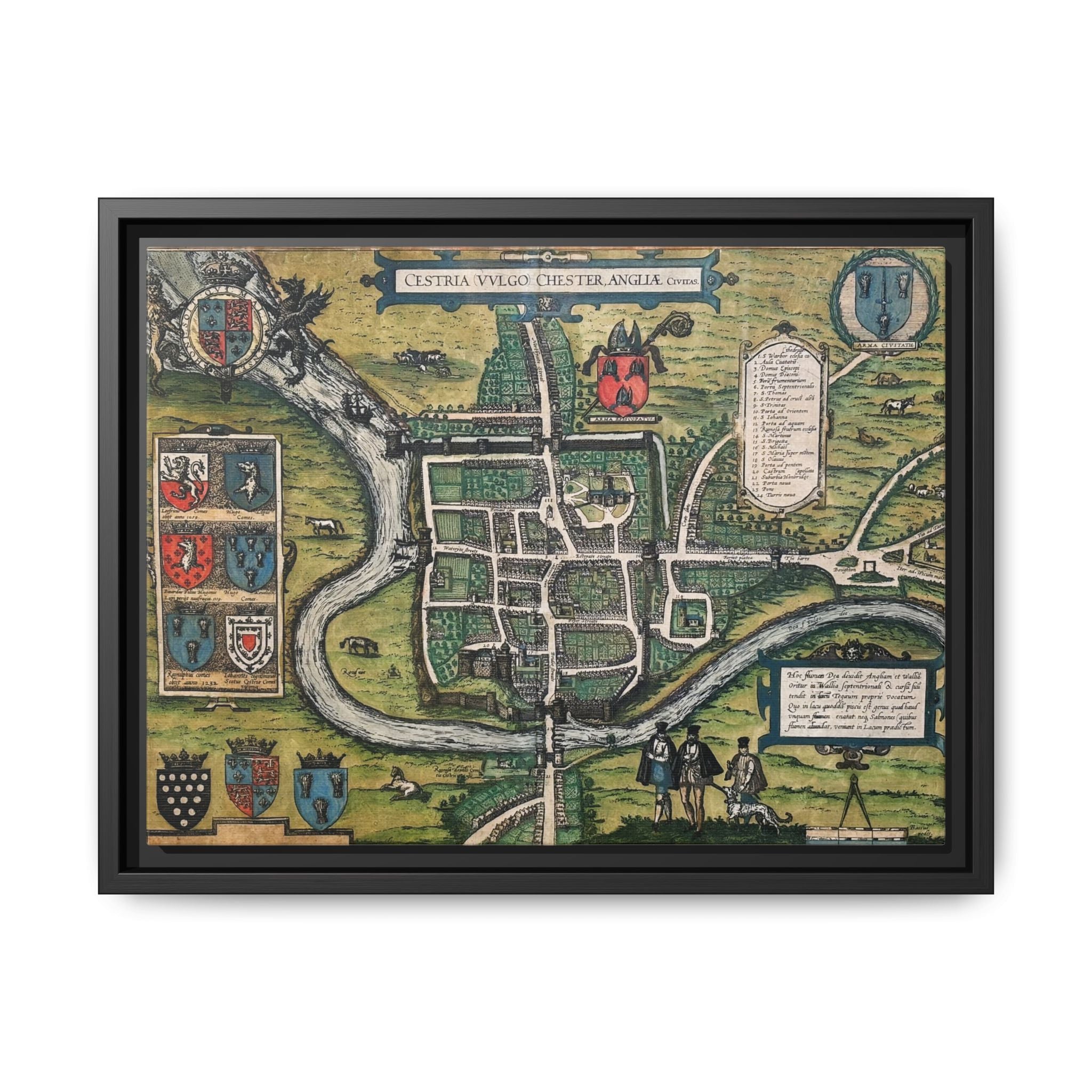 Chester, England by Braun and Hogenberg Framed Canvas Art Print