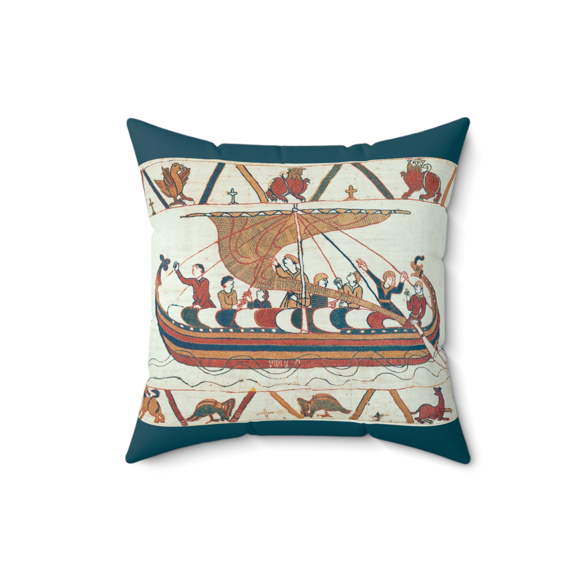 Bayeux Tapestry Battle of Hastings Faux Suede Square Pillow | Medieval Norman Invasion