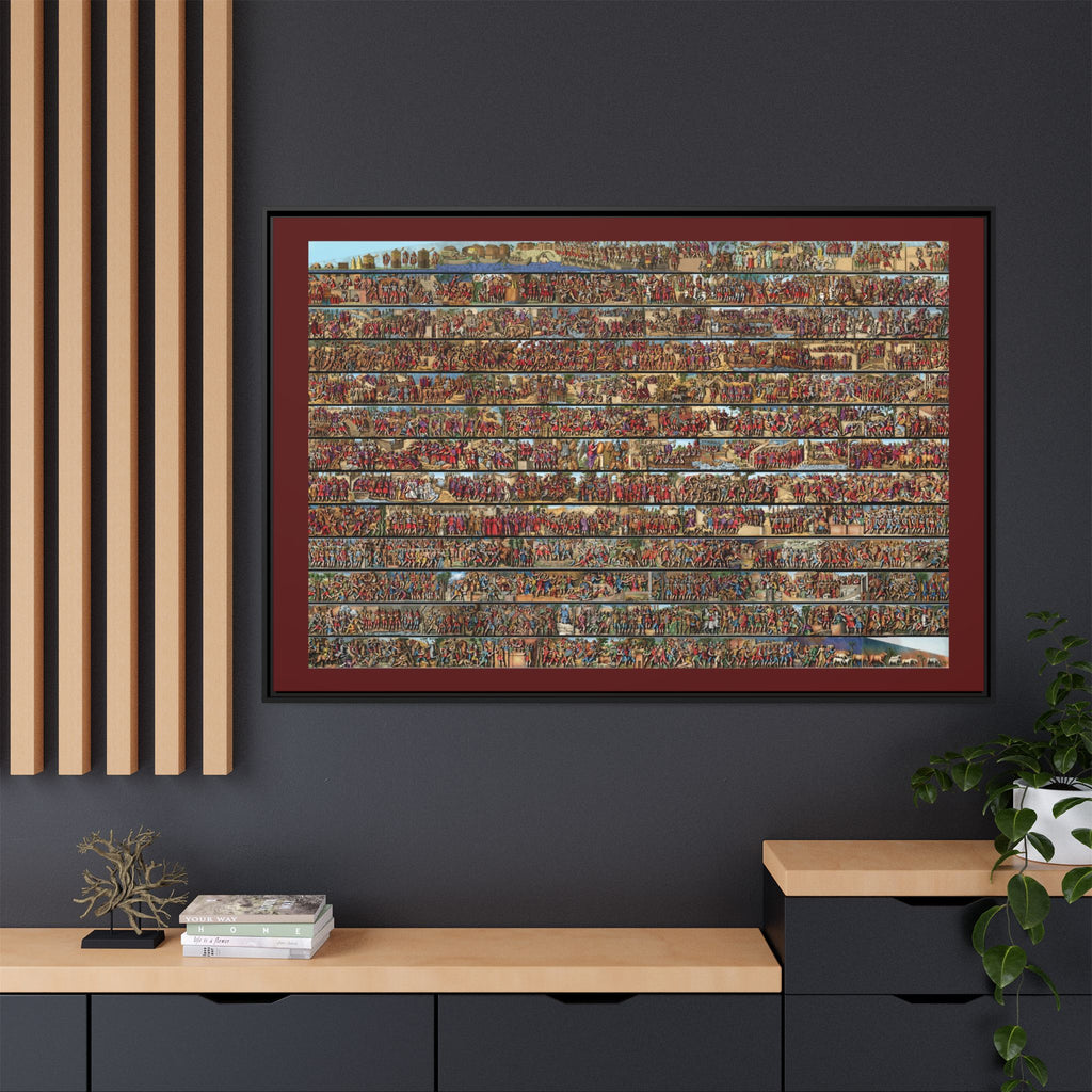 Colorized Depiction of Trajan's Column in Rome Framed Matte Canvas