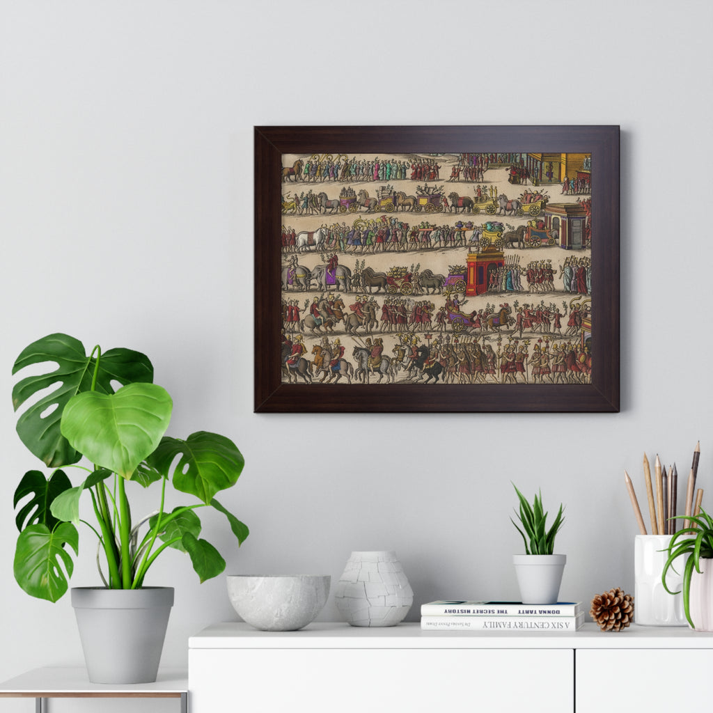 Roman Triumph Procession Framed Poster | Hand-Colored Engraving Print
