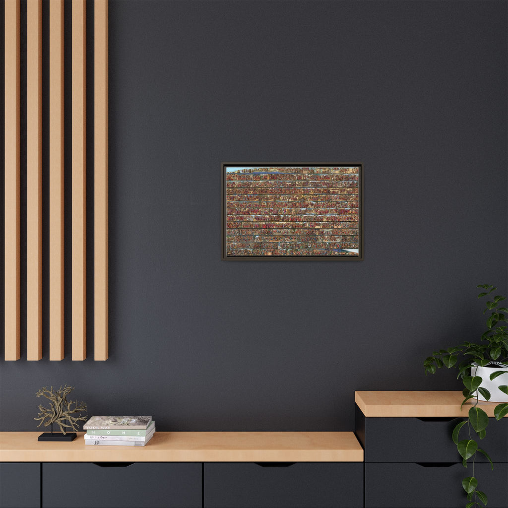 Colorized Depiction of Trajan's Column in Rome Framed Matte Canvas