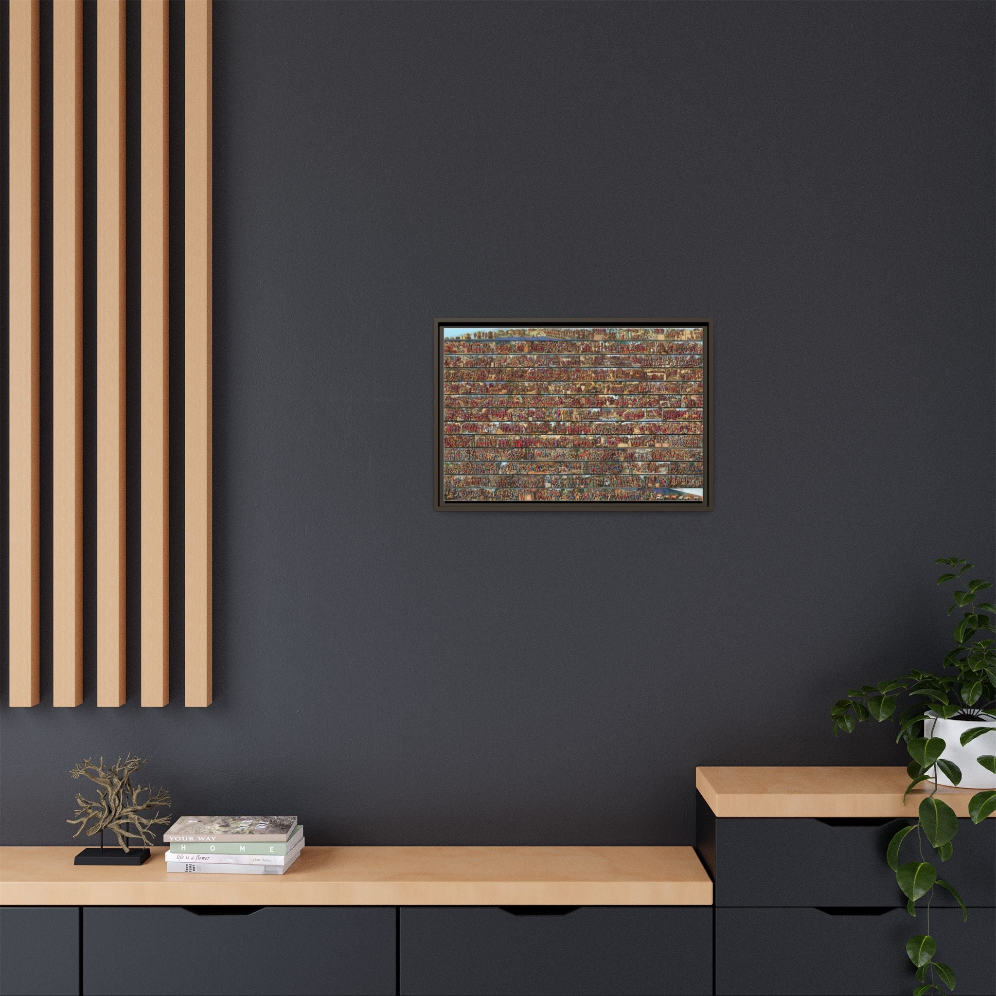 Colorized Depiction of Trajan's Column in Rome Framed Matte Canvas