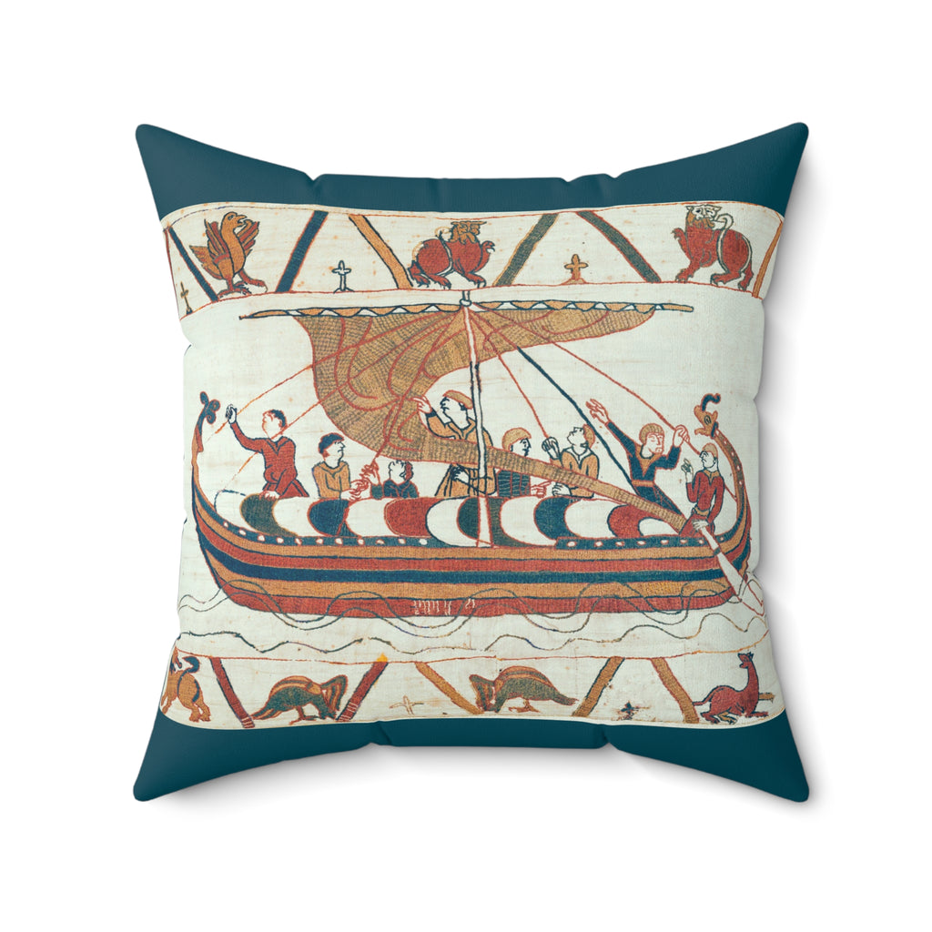Bayeux Tapestry Battle of Hastings Faux Suede Square Pillow | Medieval Norman Invasion