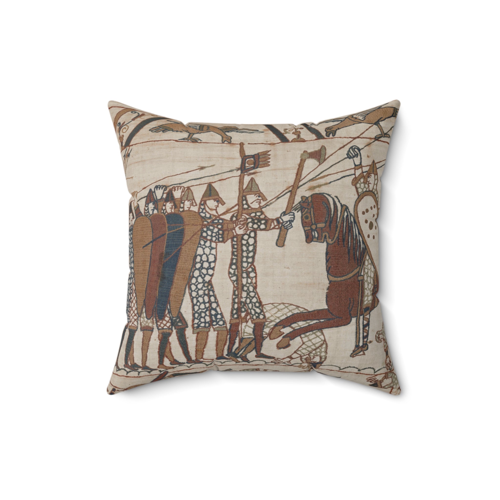 Bayeux Tapestry Battle of Hastings Cavalry Charge Faux Suede Square Pillow