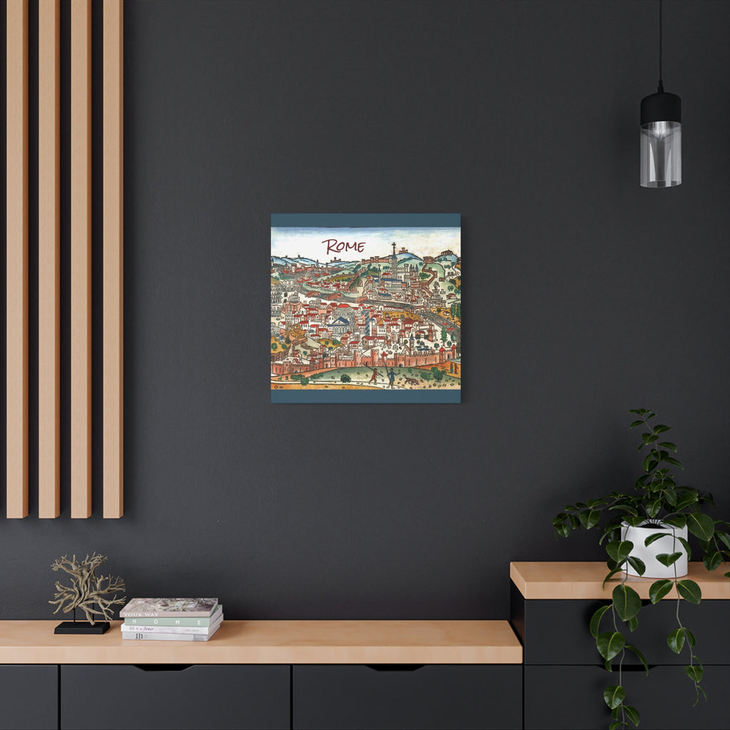 Renaissance Bird's-Eye Map of Rome Matte Canvas