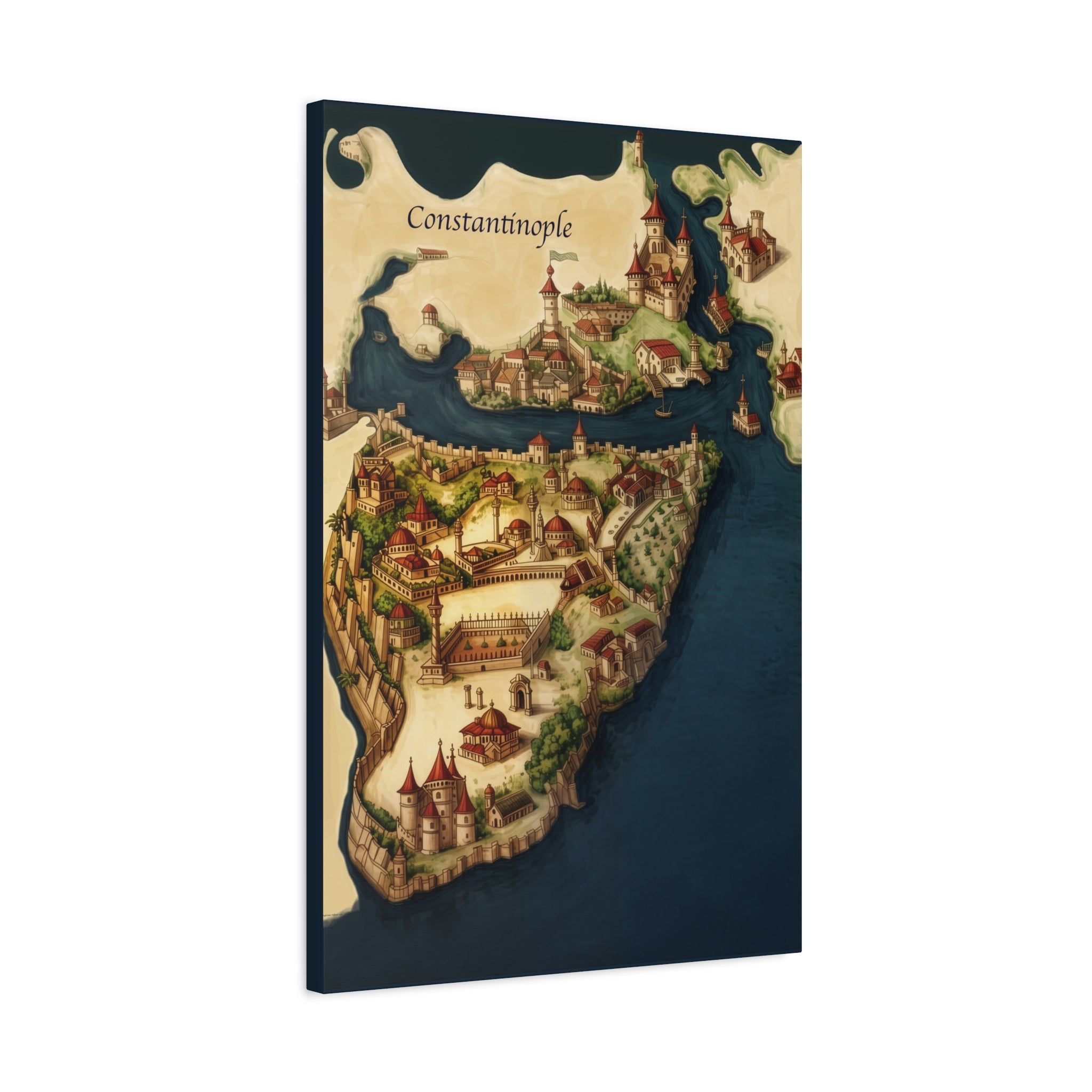Constantinople Vintage Map Matte Canvas Print — Stretched 1.25"
