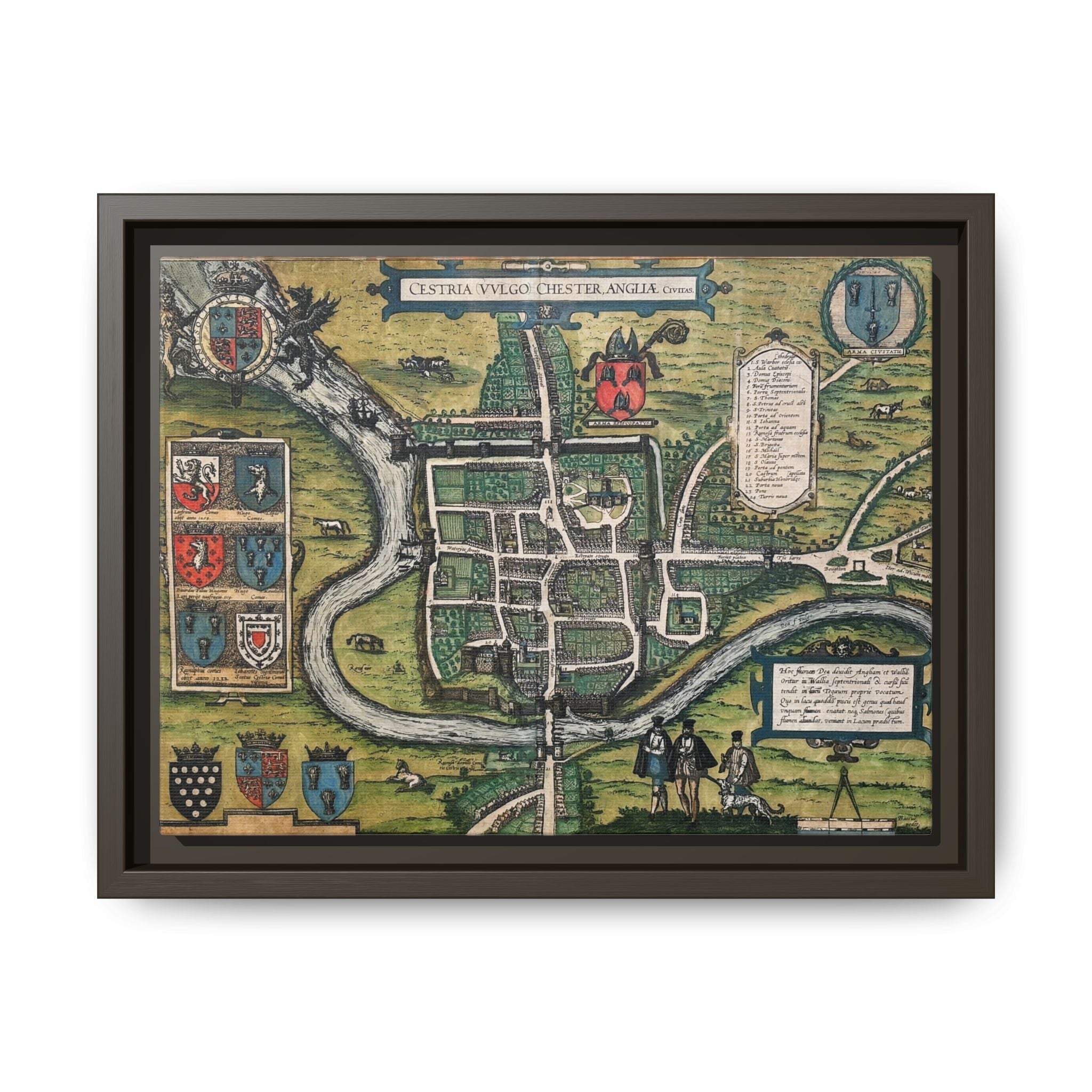 Chester, England by Braun and Hogenberg Framed Canvas Art Print