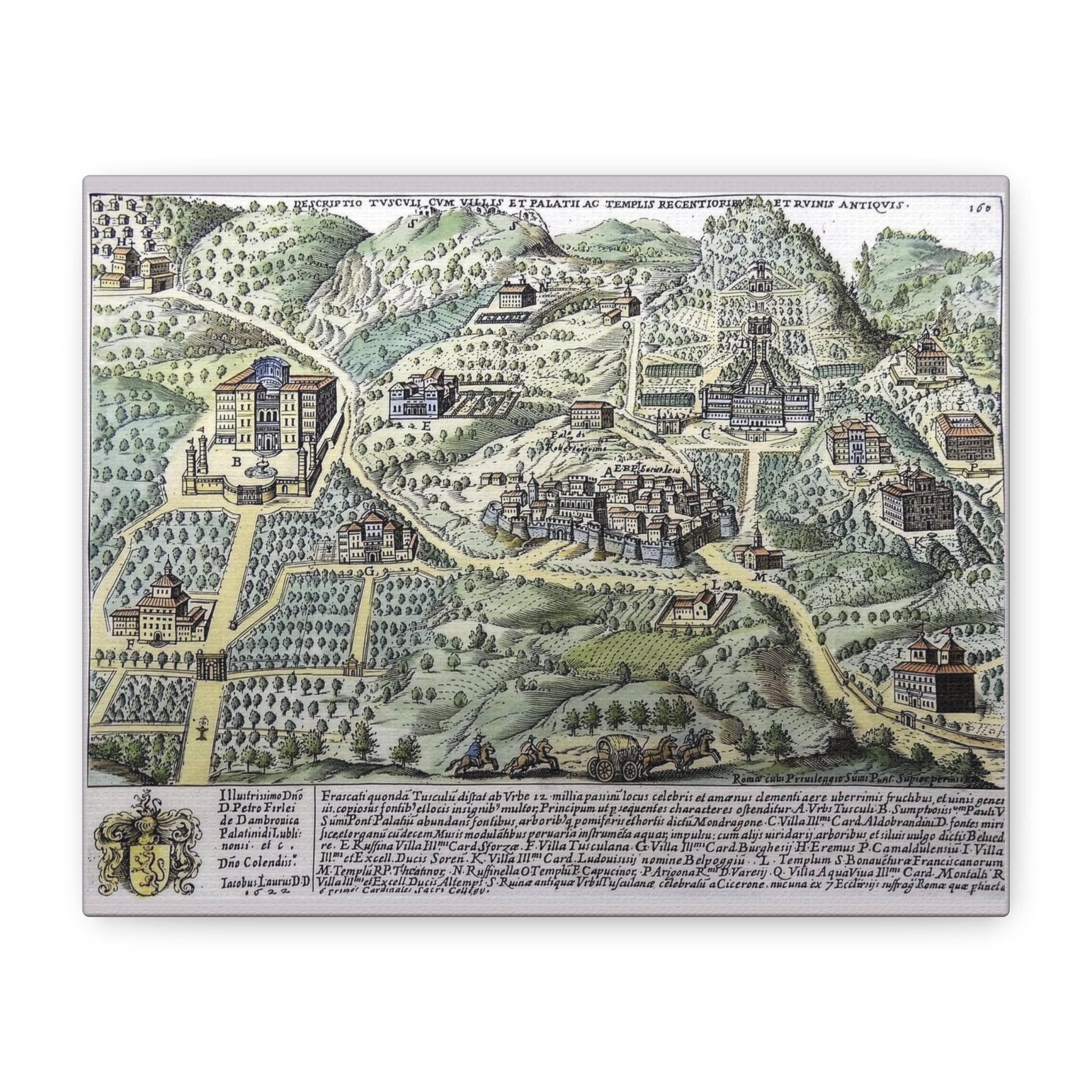 Tusculum Map Matte Canvas | Historic Italian Cartography