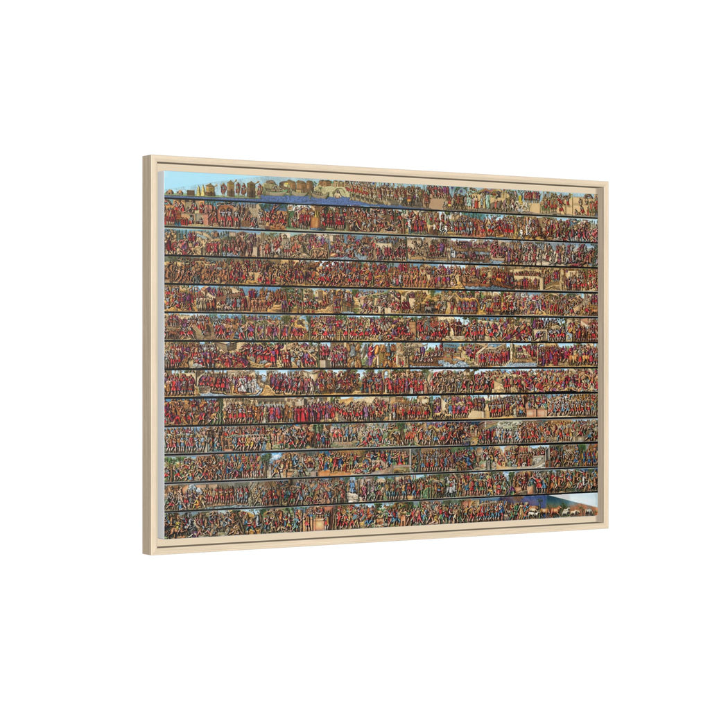 Colorized Depiction of Trajan's Column in Rome Framed Matte Canvas