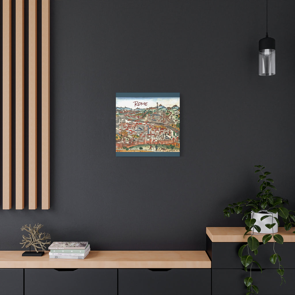 Renaissance Bird's-Eye Map of Rome Matte Canvas