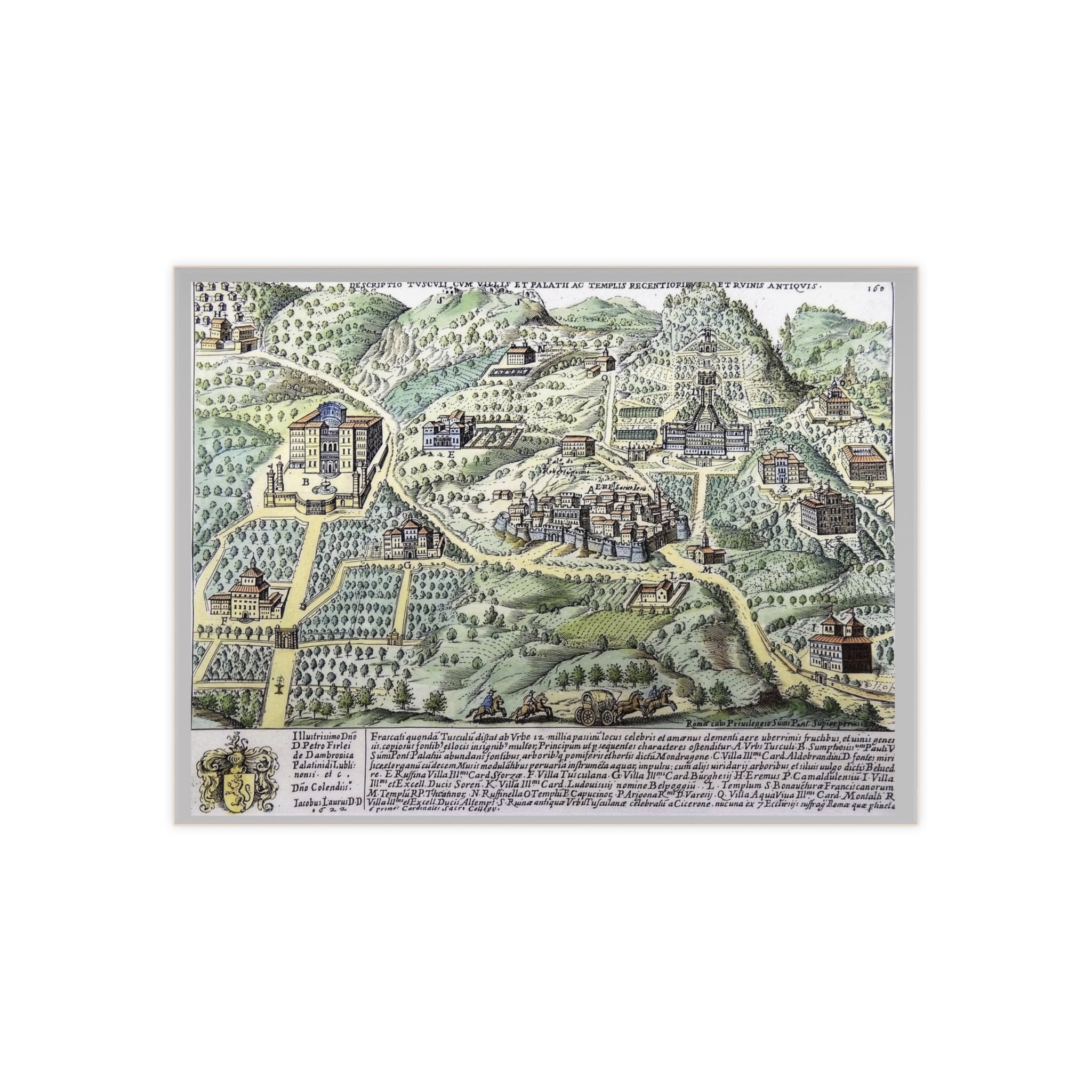Antique Illustrated Map of Tusculum Ceramic Tile | Antique Italian Photo Tile
