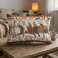Bayeux Tapestry Cavalry Charge Pillow — Medieval Knight Horse Scene Decorative Pillow