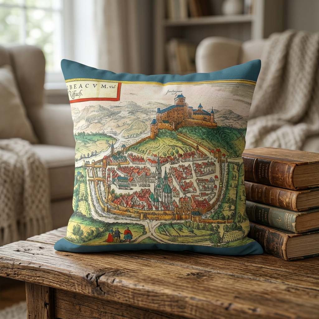 Rouffach Alsace Vintage Cityprint Pillow