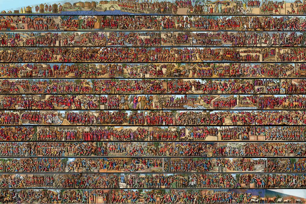 Colorized Trajan's Column Depiction Tapestry - Classic Renaissance Wall Art