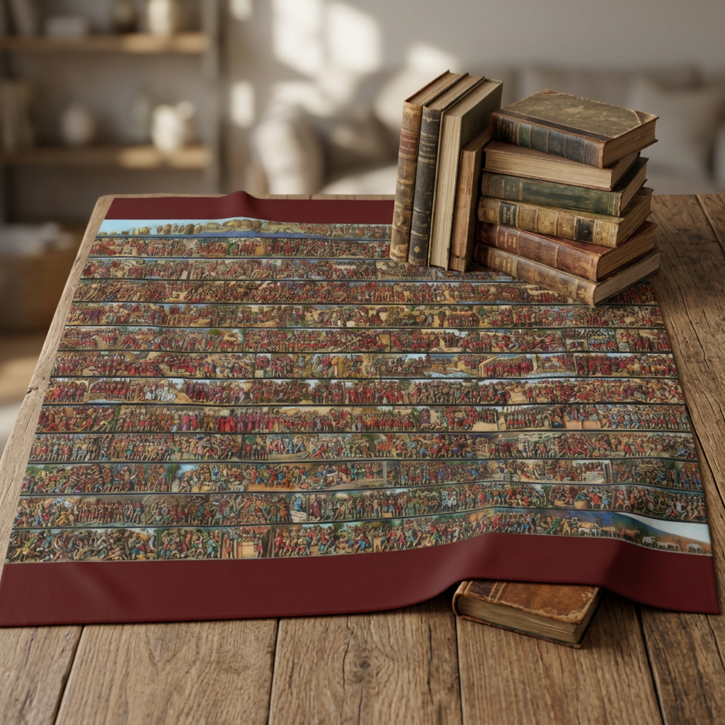 Colorized Trajan's Column Depiction Tapestry - Classic Renaissance Wall Art