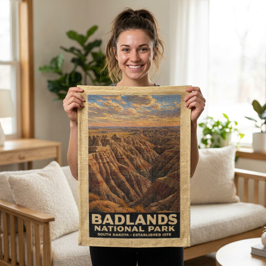 Badlands National Park Woven Wall Tapestry — Scenic Canyon Landscape Home Decor