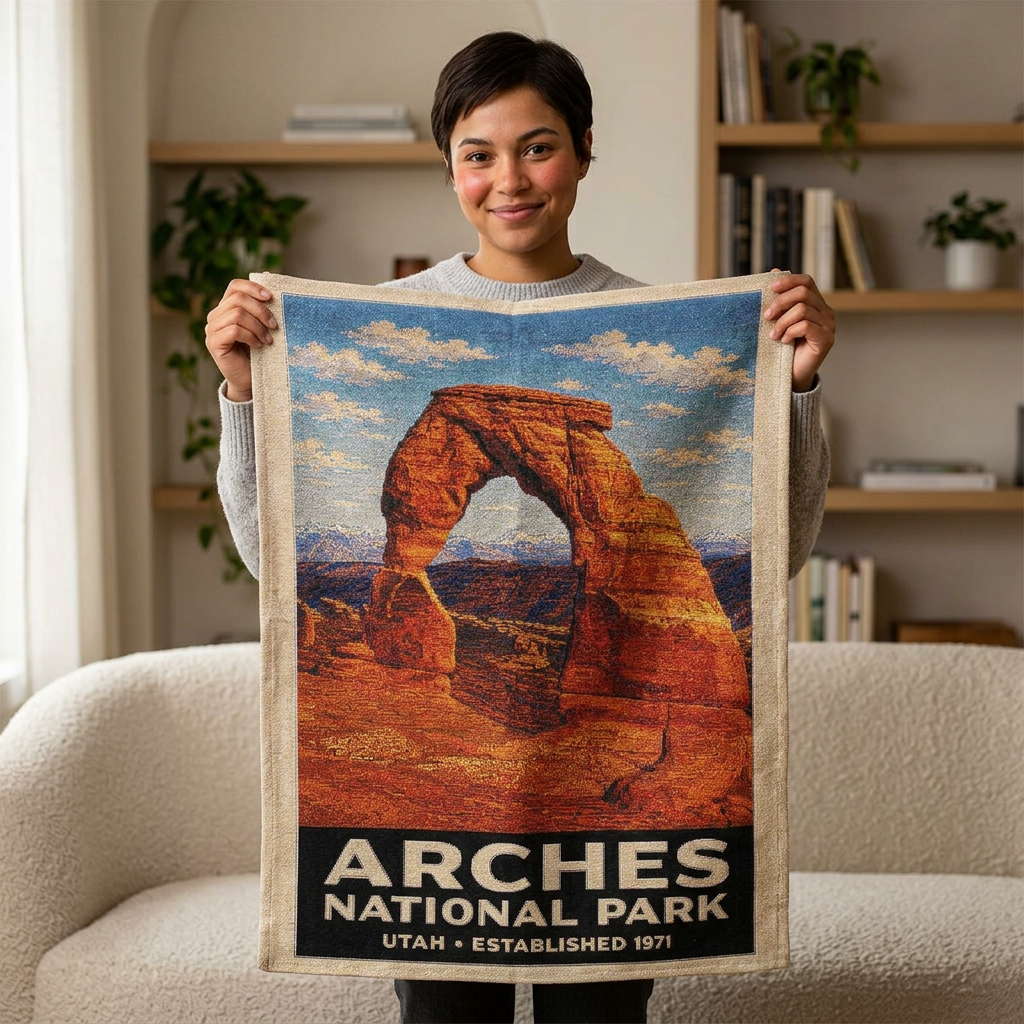 Arches National Park Woven Wall Tapestry — Desert Arch Landscape Decor