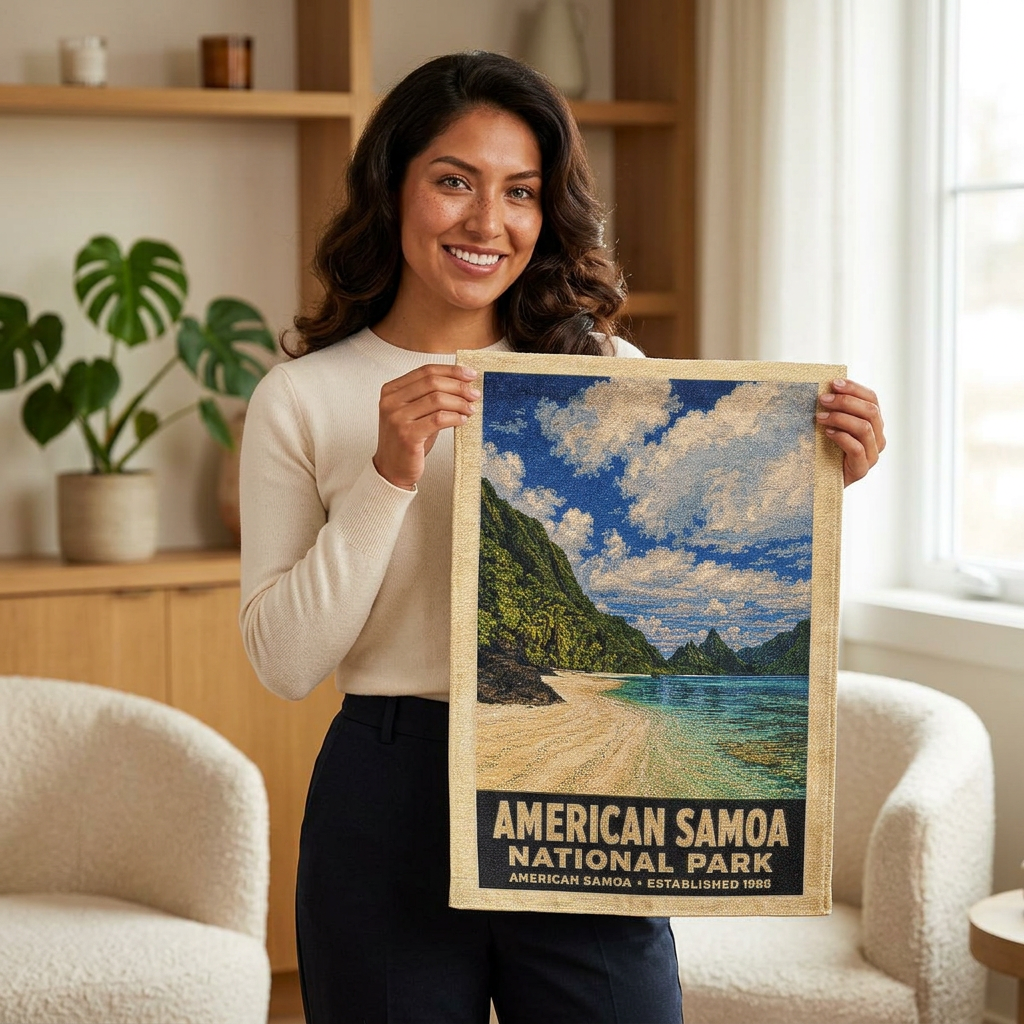 American Samoa National Park Woven Wall Tapestry — Vintage Beach Poster