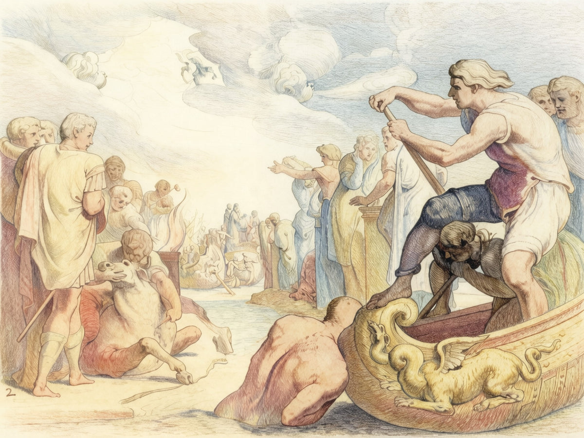 The Odyssey Collage Wall Tapestry | Illustrated Epic Scenes, Classical Myth Decor