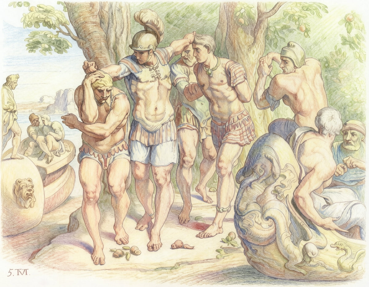 The Odyssey Collage Wall Tapestry | Illustrated Epic Scenes, Classical Myth Decor