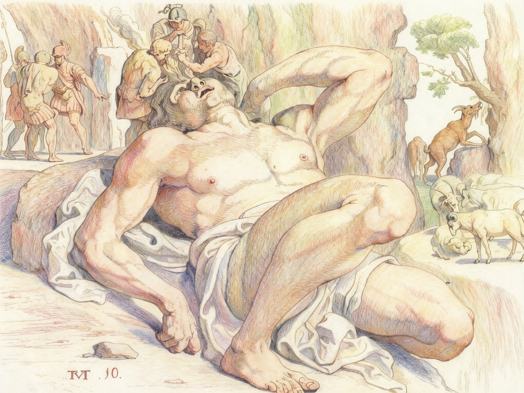 The Odyssey Collage Wall Tapestry | Illustrated Epic Scenes, Classical Myth Decor
