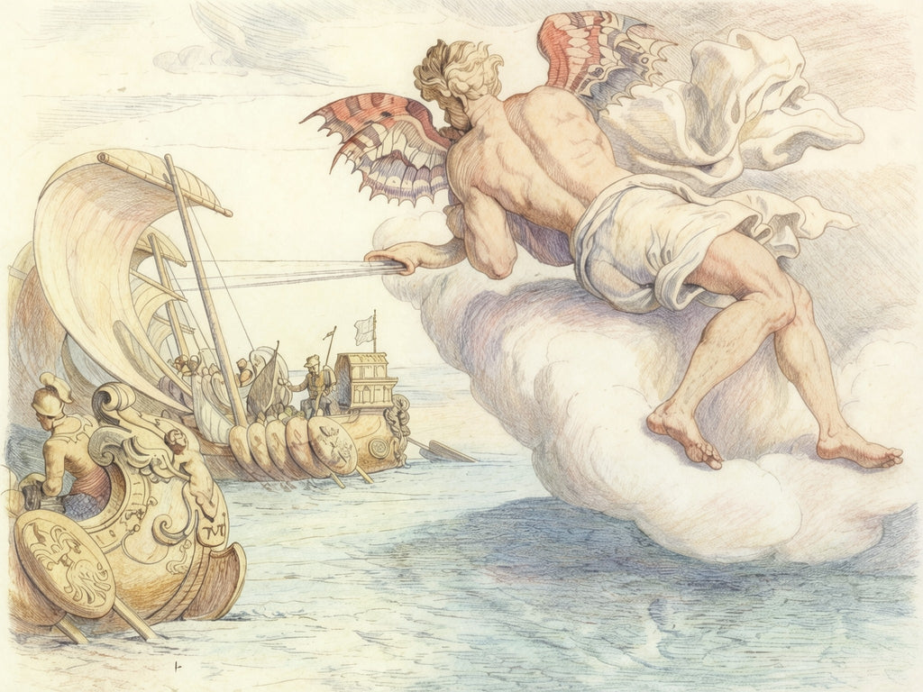 The Odyssey Collage Wall Tapestry | Illustrated Epic Scenes, Classical Myth Decor