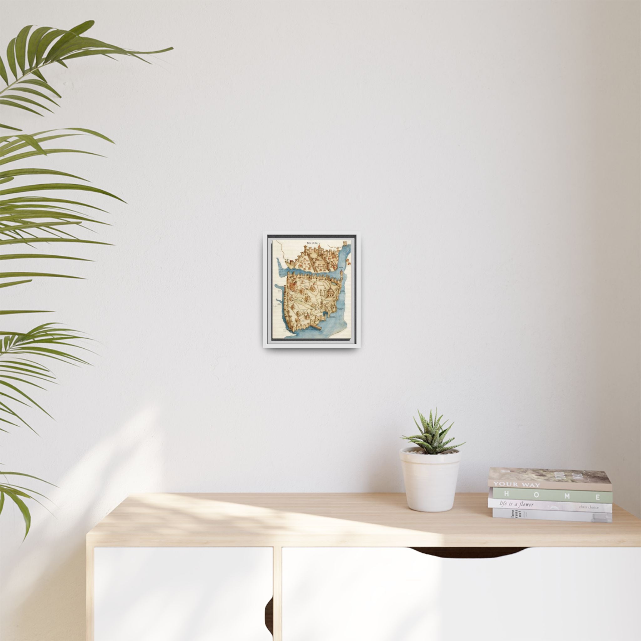 Framed Vintage Constantinople Map Canvas — Matte Nautical Wall Art