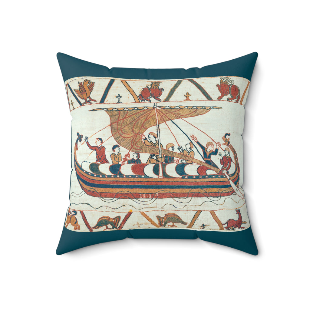 Bayeux Tapestry Battle of Hastings Faux Suede Square Pillow | Medieval Norman Invasion