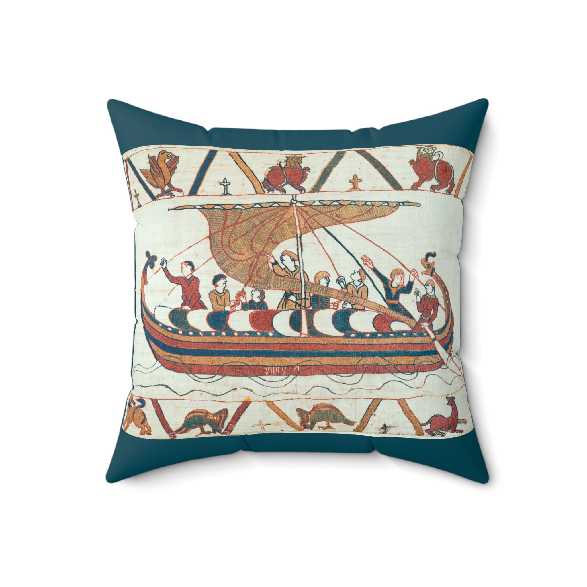 Bayeux Tapestry Battle of Hastings Faux Suede Square Pillow | Medieval Norman Invasion