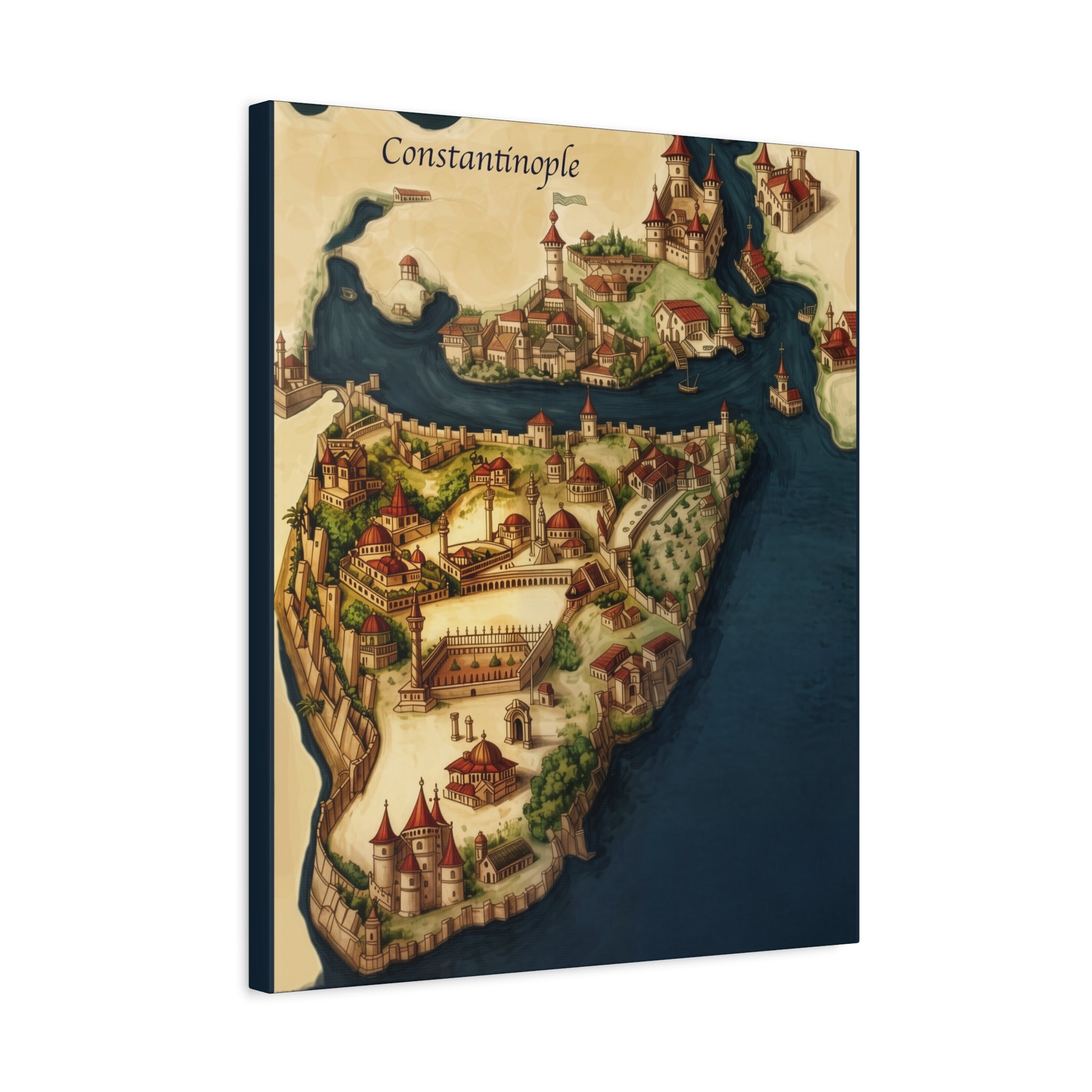 Constantinople Vintage Map Matte Canvas Print — Stretched 1.25"