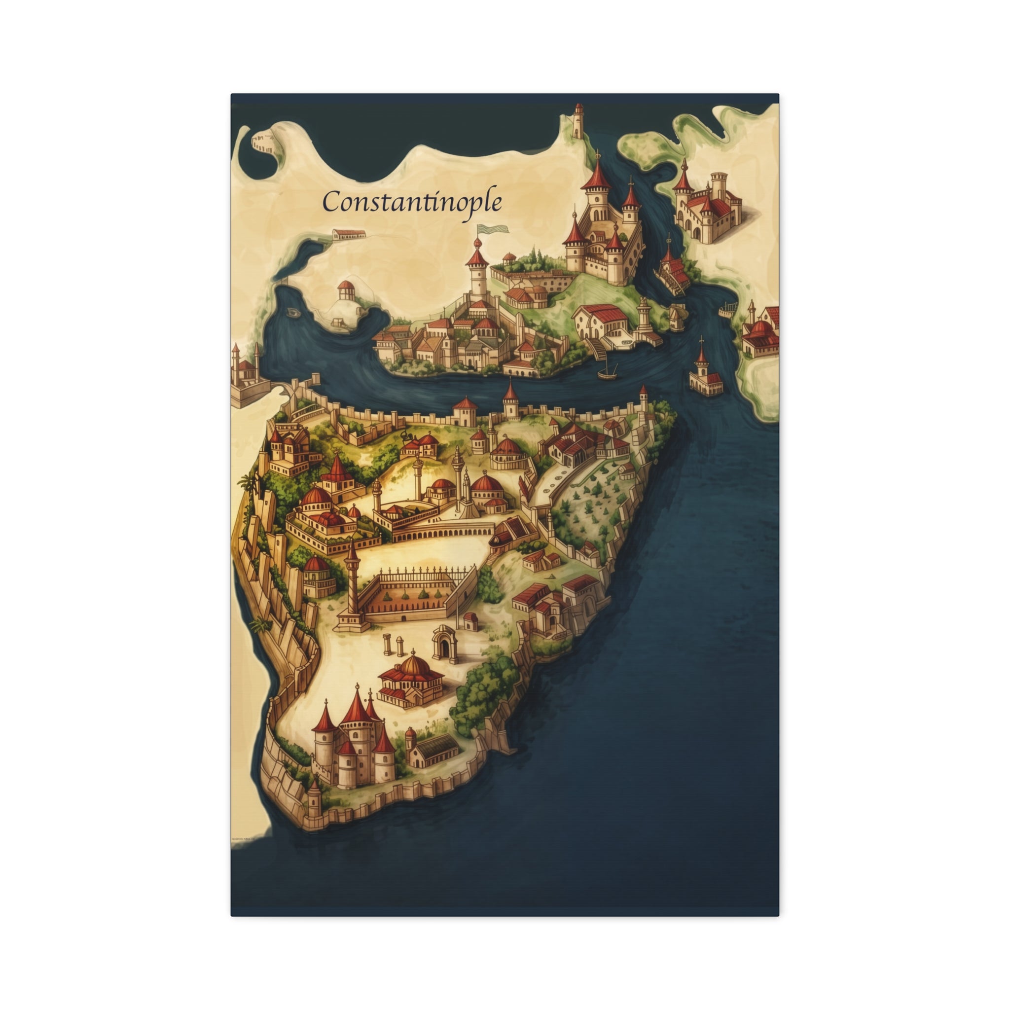 Constantinople Vintage Map Matte Canvas Print — Stretched 1.25"