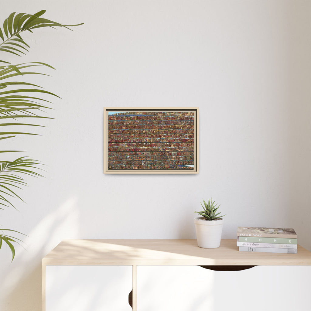 Colorized Depiction of Trajan's Column in Rome Framed Matte Canvas