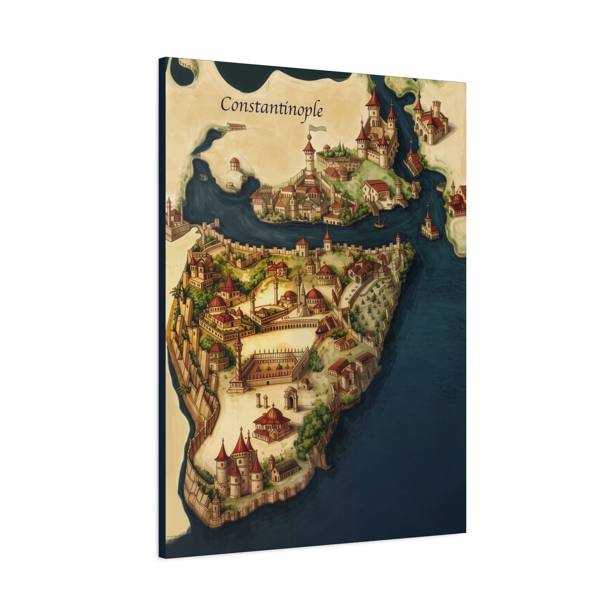 Constantinople Vintage Map Matte Canvas Print — Stretched 1.25"