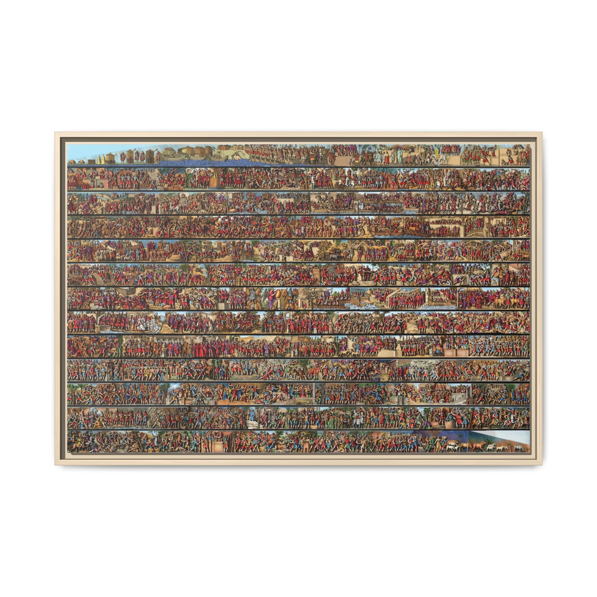 Colorized Depiction of Trajan's Column in Rome Framed Matte Canvas