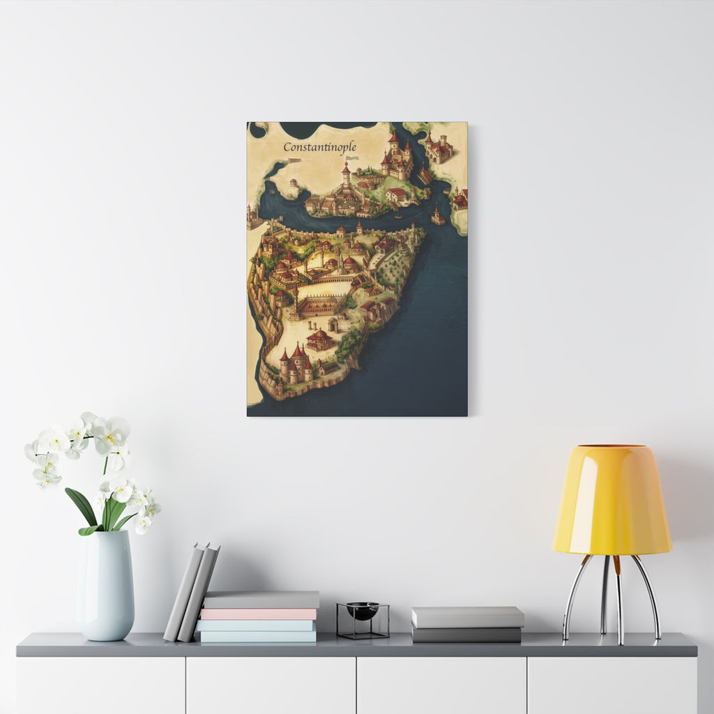 Constantinople Vintage Map Matte Canvas Print — Stretched 1.25"