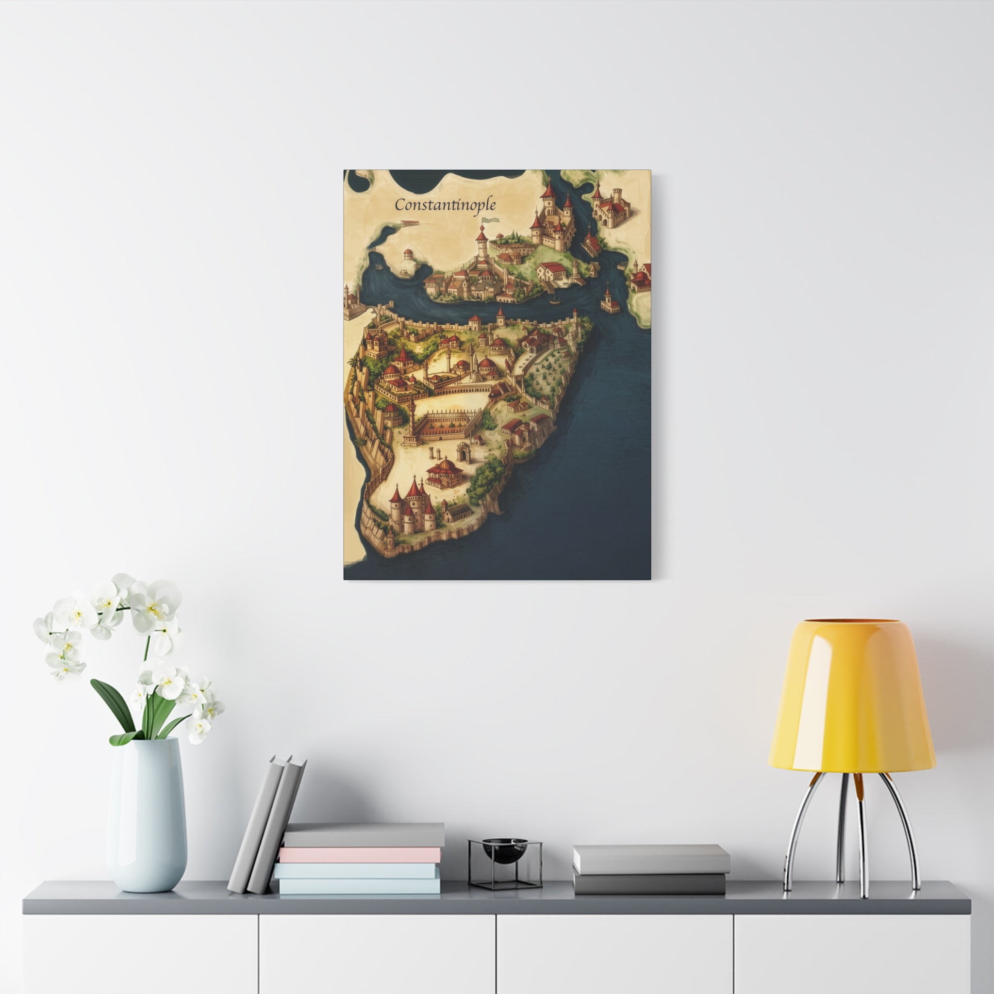 Constantinople Vintage Map Matte Canvas Print — Stretched 1.25"