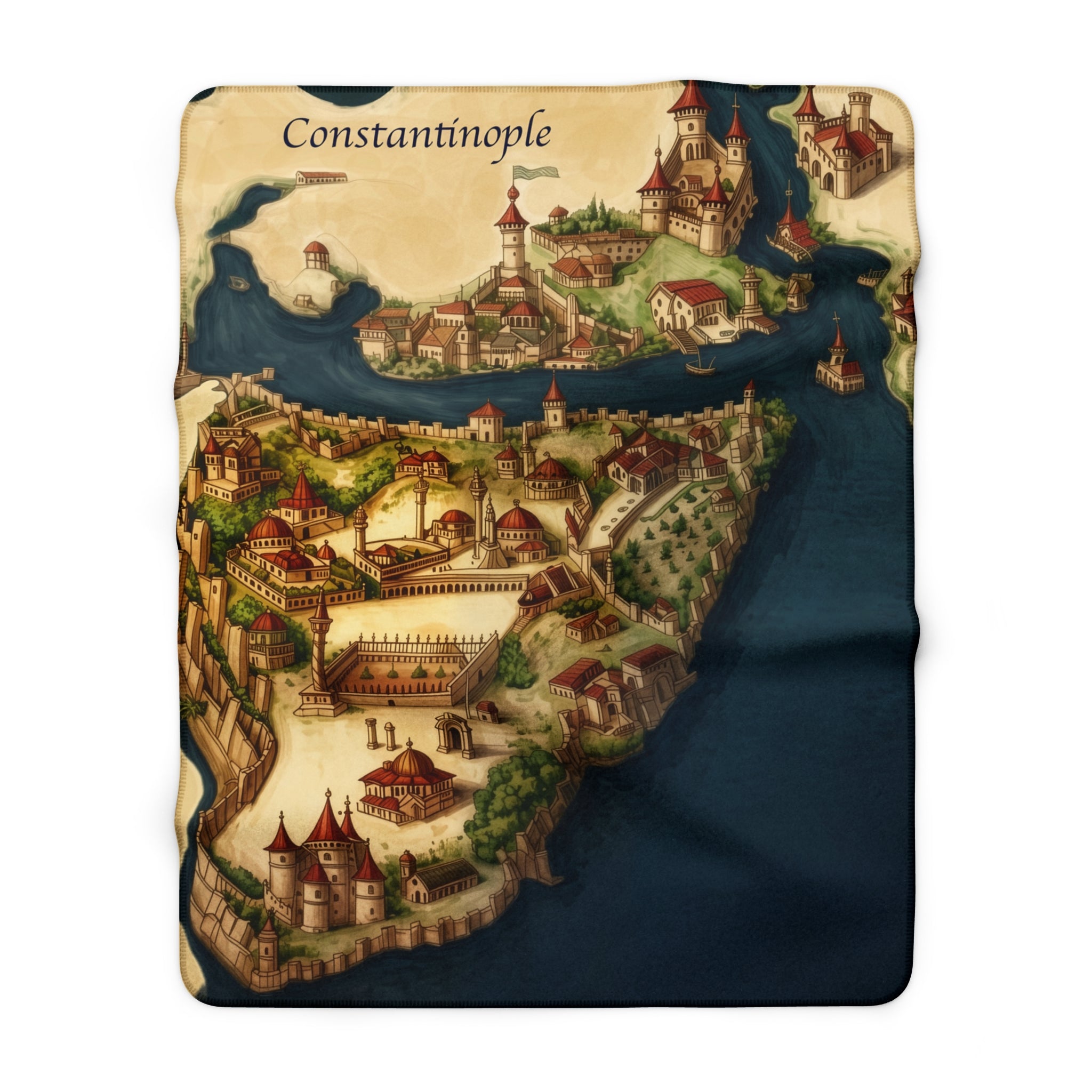 Constantinople Vintage Map Sherpa Fleece Blanket
