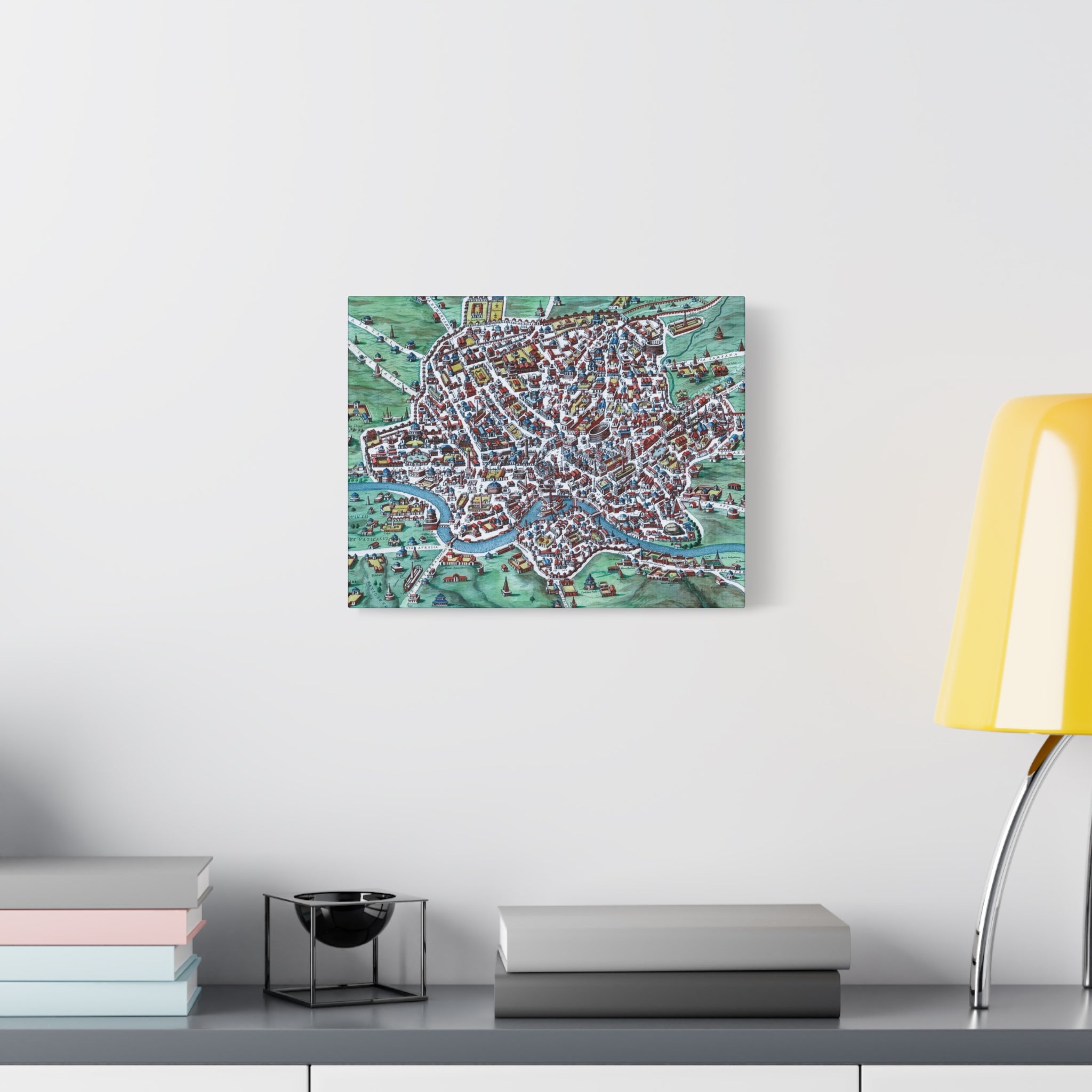 Vintage Bird's-Eye Map of Ancient Rome Matte Canvas