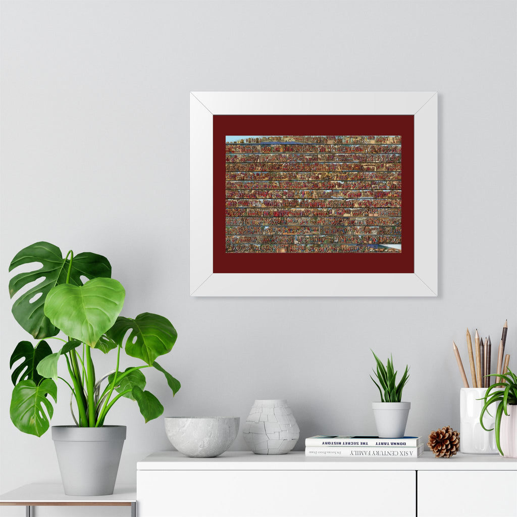 Colorized Trajan's Column Engraving Framed Art Print