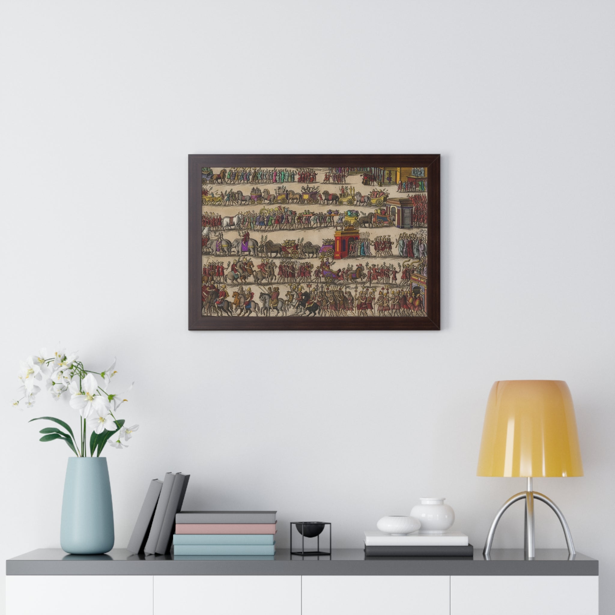 Roman Triumph Procession Framed Poster | Hand-Colored Engraving Print