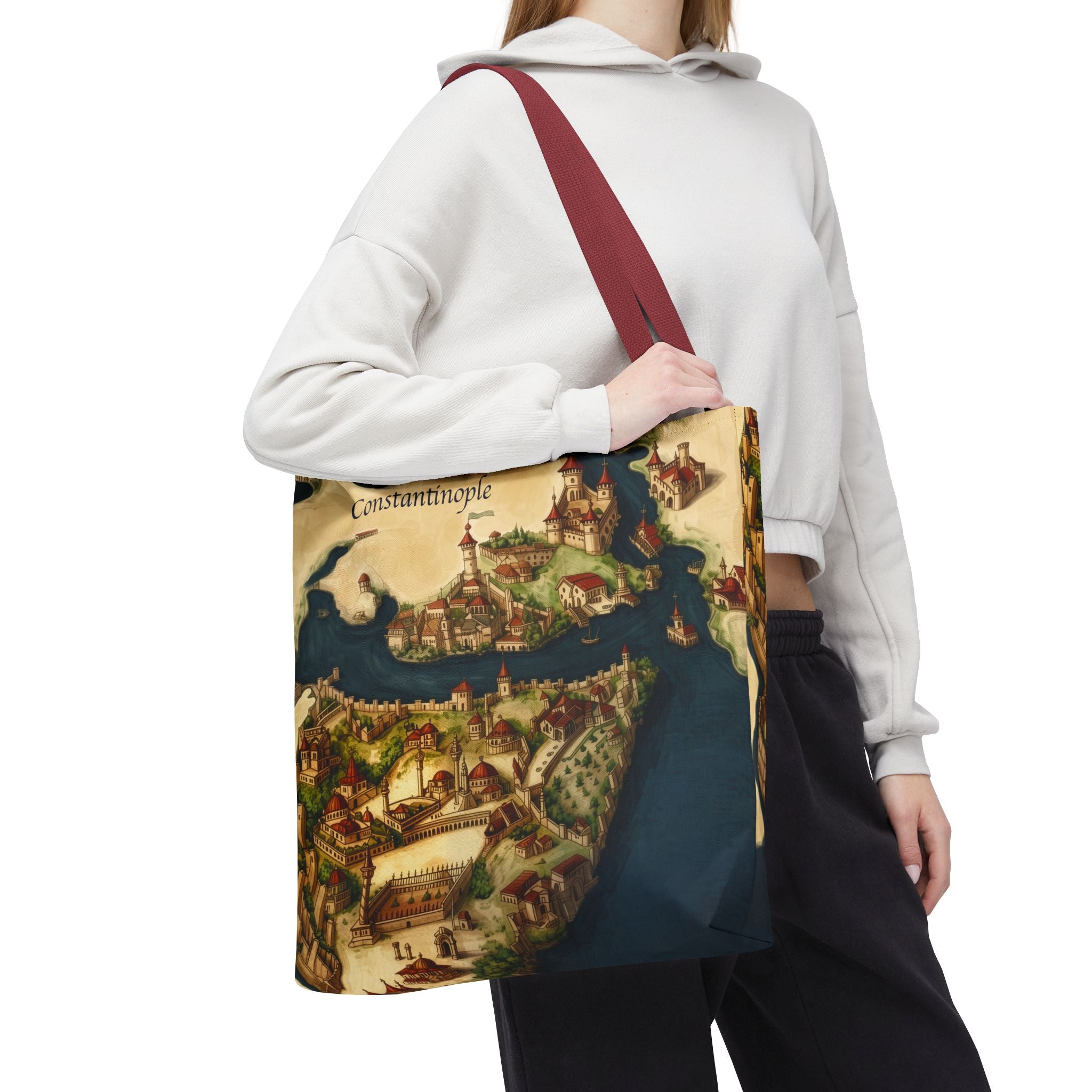 Constantinople Map Tote Bag — Vintage Cityscape All-Over Print