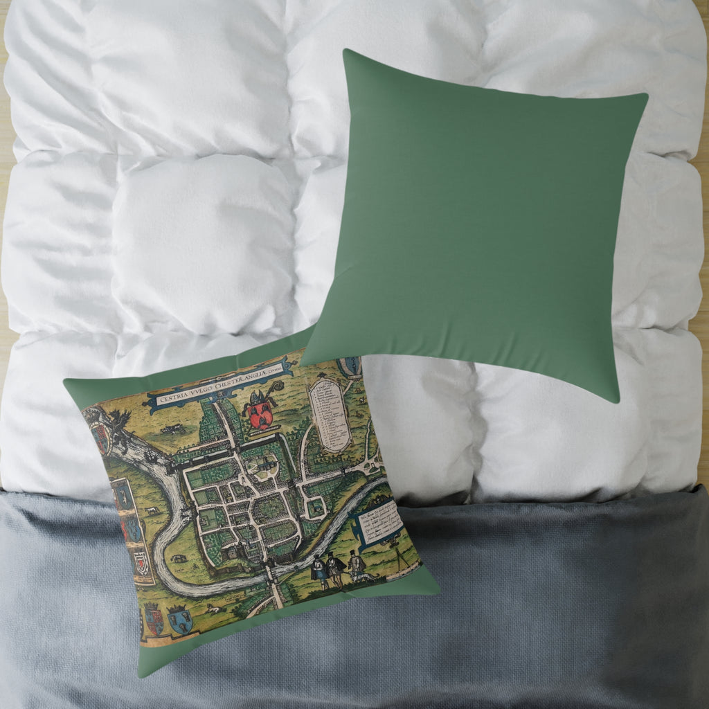 Chester, England by Braun and Hogenberg Antique Map Pillow