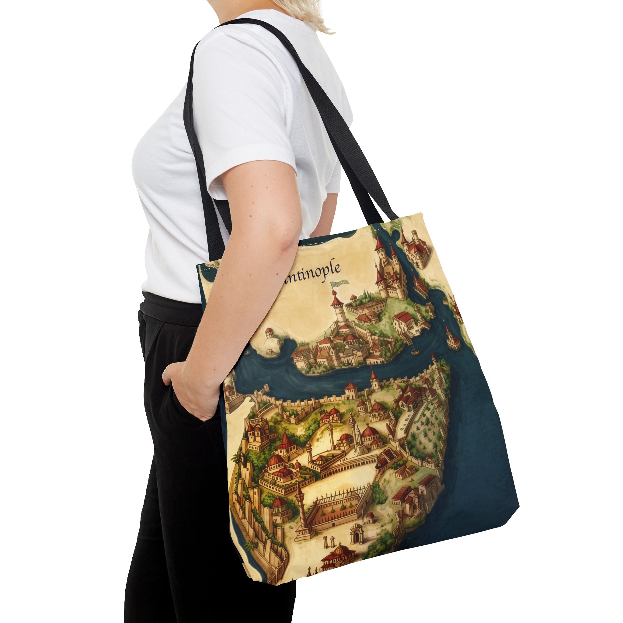 Constantinople Map Tote Bag — Vintage Cityscape All-Over Print