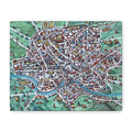 Vintage Bird's-Eye Map of Ancient Rome Matte Canvas