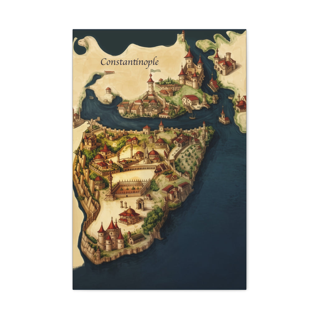 Constantinople Vintage Map Matte Canvas Print — Stretched 1.25"