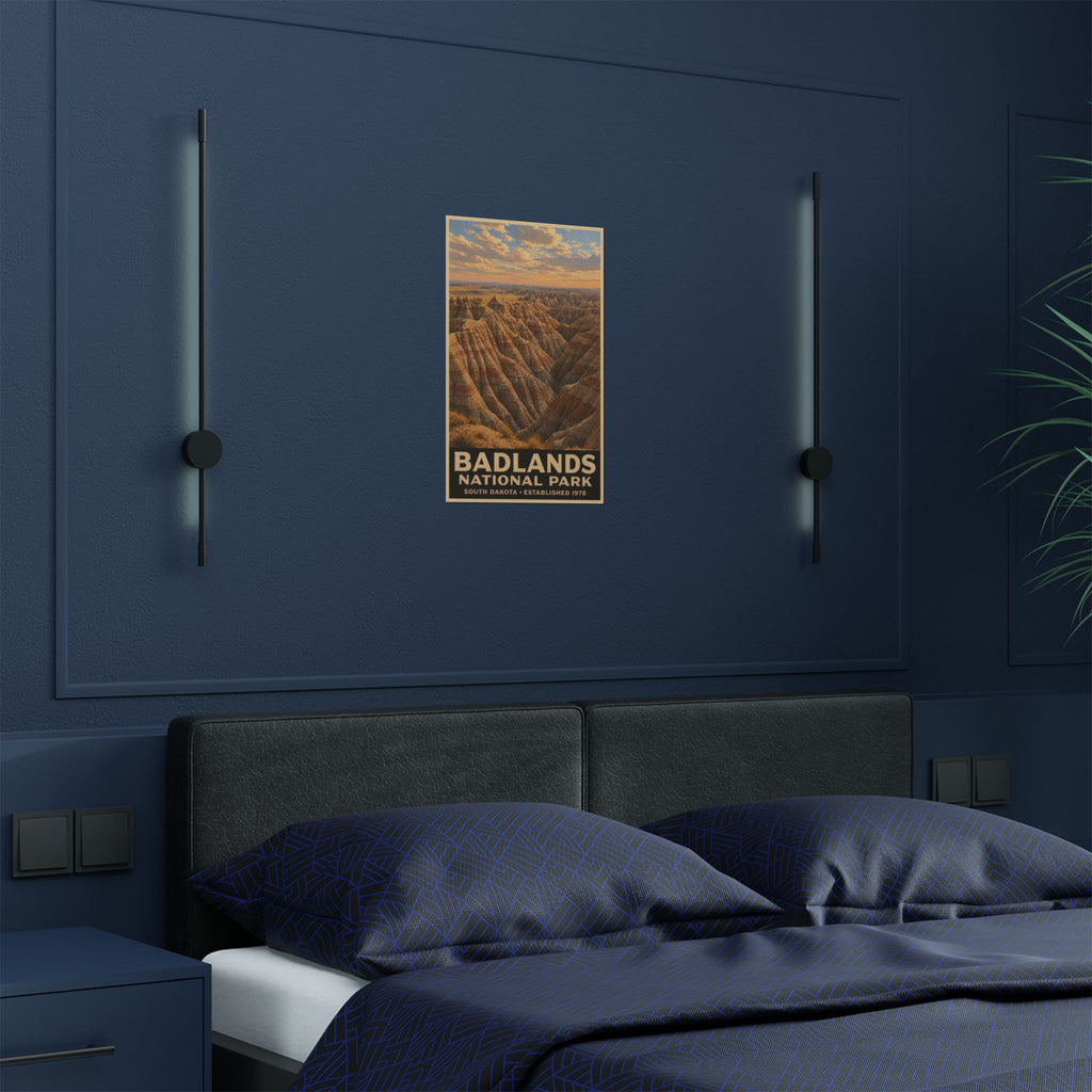 Badlands National Park Satin Poster — Vintage Travel Wall Art (300gsm)