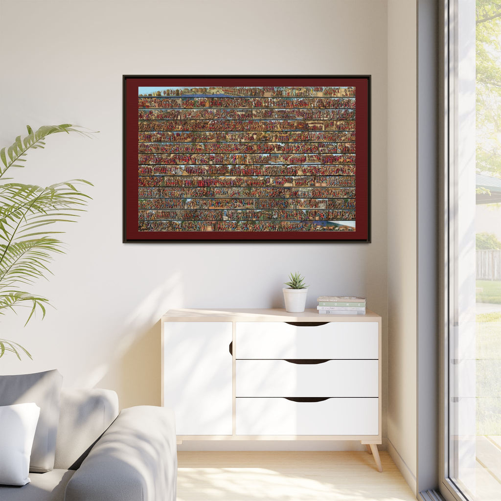 Colorized Depiction of Trajan's Column in Rome Framed Matte Canvas