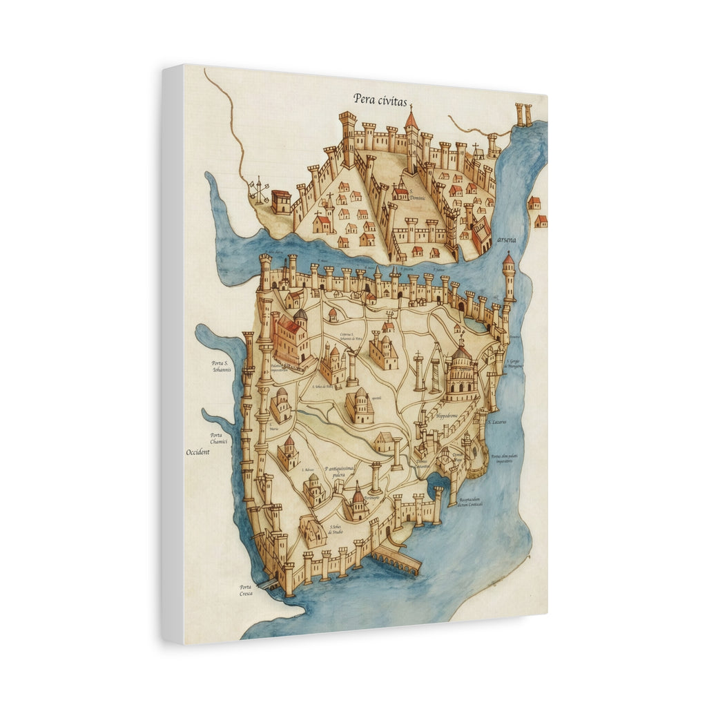 Medieval Constantinople City Map Canvas Print — Vintage Map Wall Art