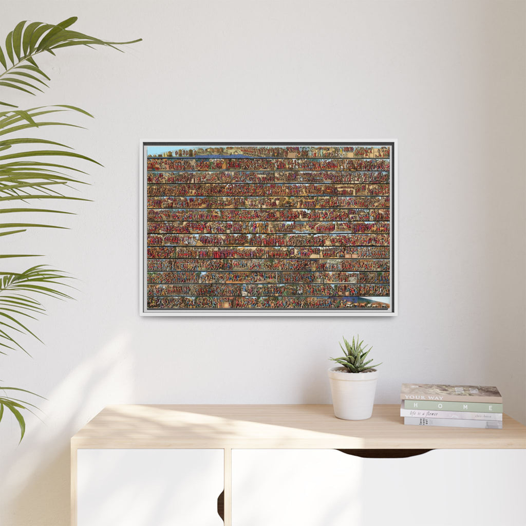 Colorized Depiction of Trajan's Column in Rome Framed Matte Canvas