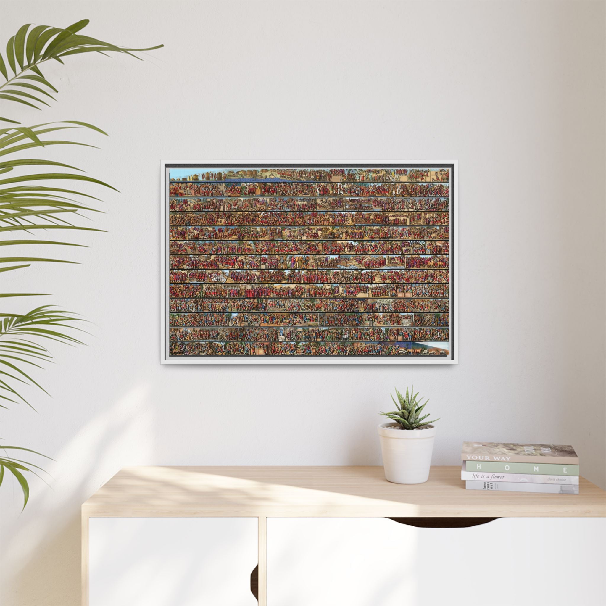 Colorized Depiction of Trajan's Column in Rome Framed Matte Canvas